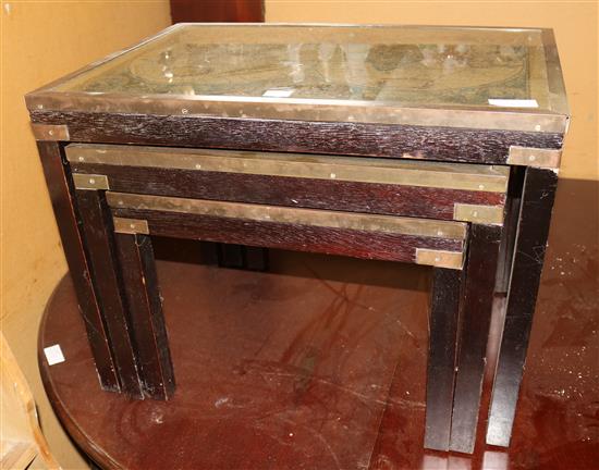 Nest of 3 tables with map tops